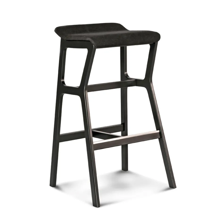 Taburet i massiv bøg med stofsæde. Made in Italy - Regensburg Viadurini