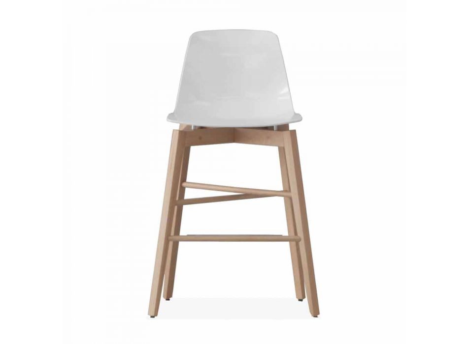 Taburet i egetræ og hvidlakeret sæde med moderne design - Langoustine Viadurini