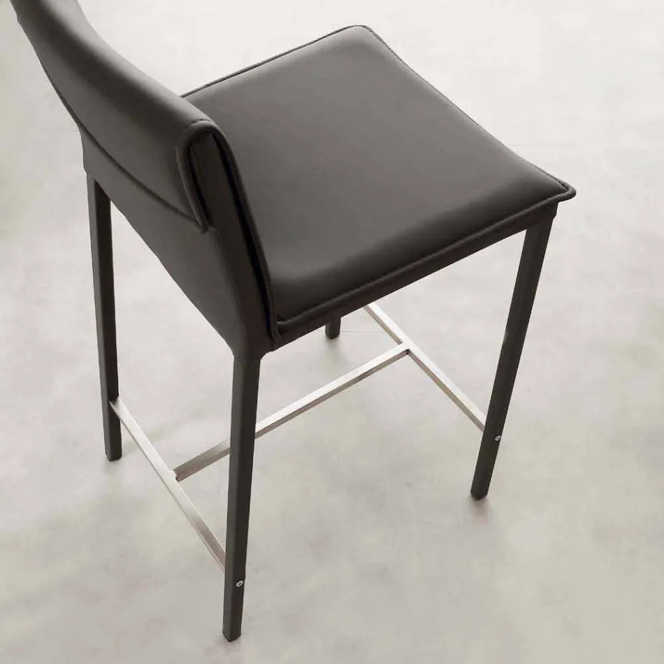 Moderne skammel i metal og stål og øko-læder fremstillet i Italien Prato Viadurini