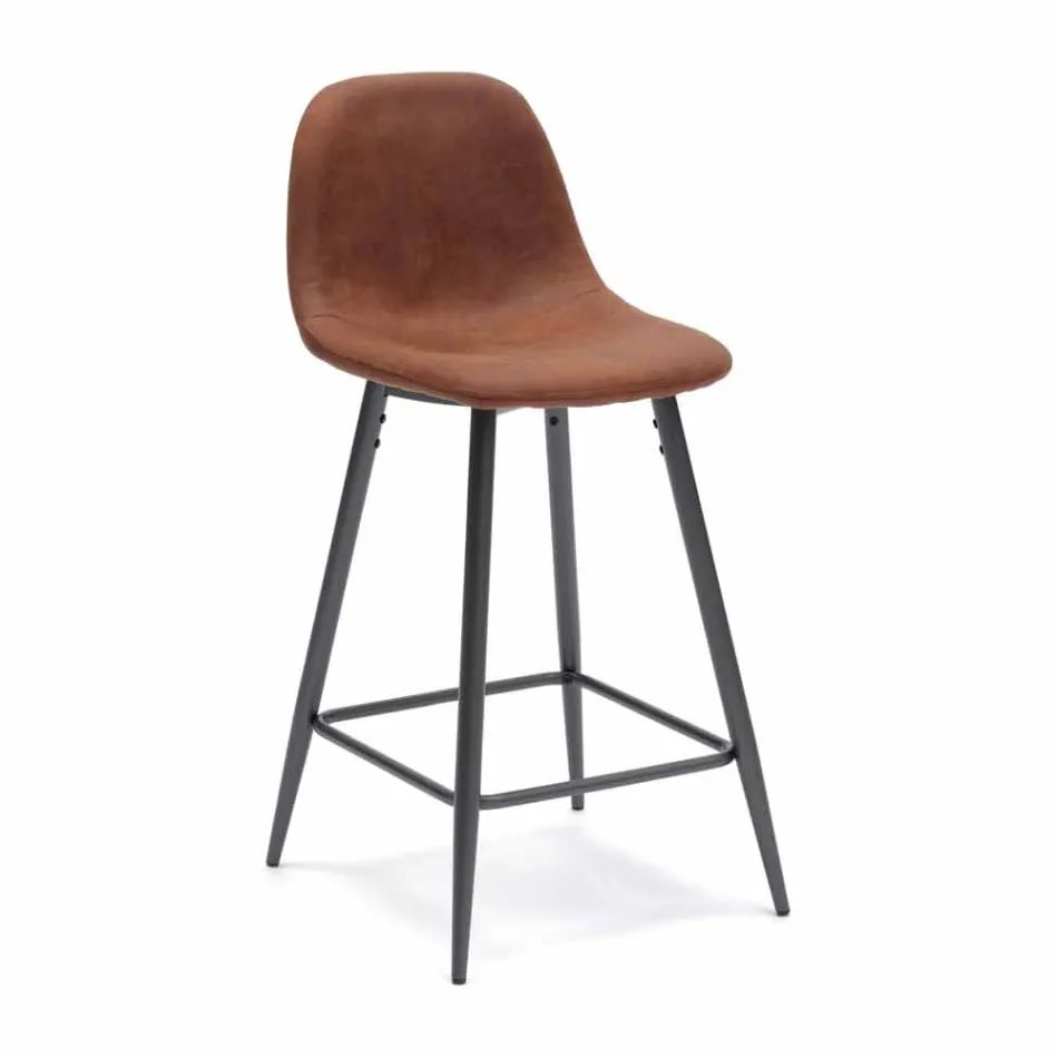 Skammel i læder og metal moderne design Gino Viadurini