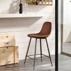 Skammel i læder og metal moderne design Gino Viadurini