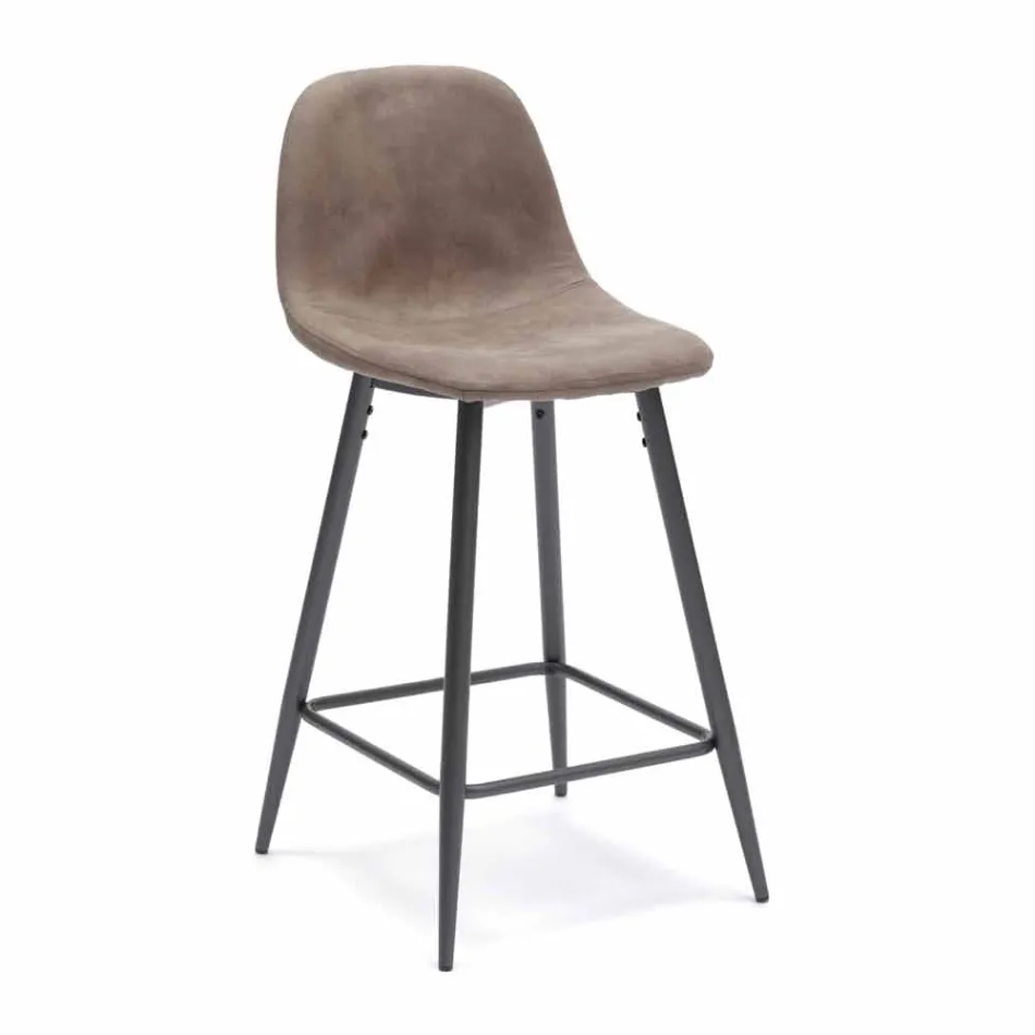 Skammel i læder og metal moderne design Gino Viadurini