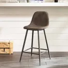 Skammel i læder og metal moderne design Gino Viadurini