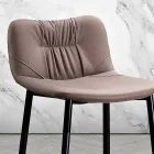 Taburet i lædereffekt fiberstof og metal fremstillet i Italien - Gohan Viadurini