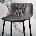 Taburet i lædereffekt fiberstof og metal fremstillet i Italien - Gohan Viadurini