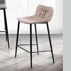 Taburet i lædereffekt fiberstof og metal fremstillet i Italien - Gohan Viadurini