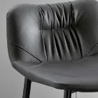 Taburet i lædereffekt fiberstof og metal fremstillet i Italien - Gohan Viadurini