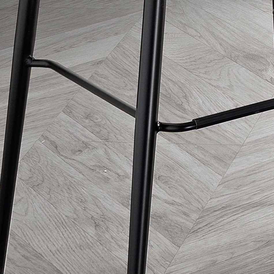 Taburet i lædereffekt fiberstof og metal fremstillet i Italien - Gohan Viadurini