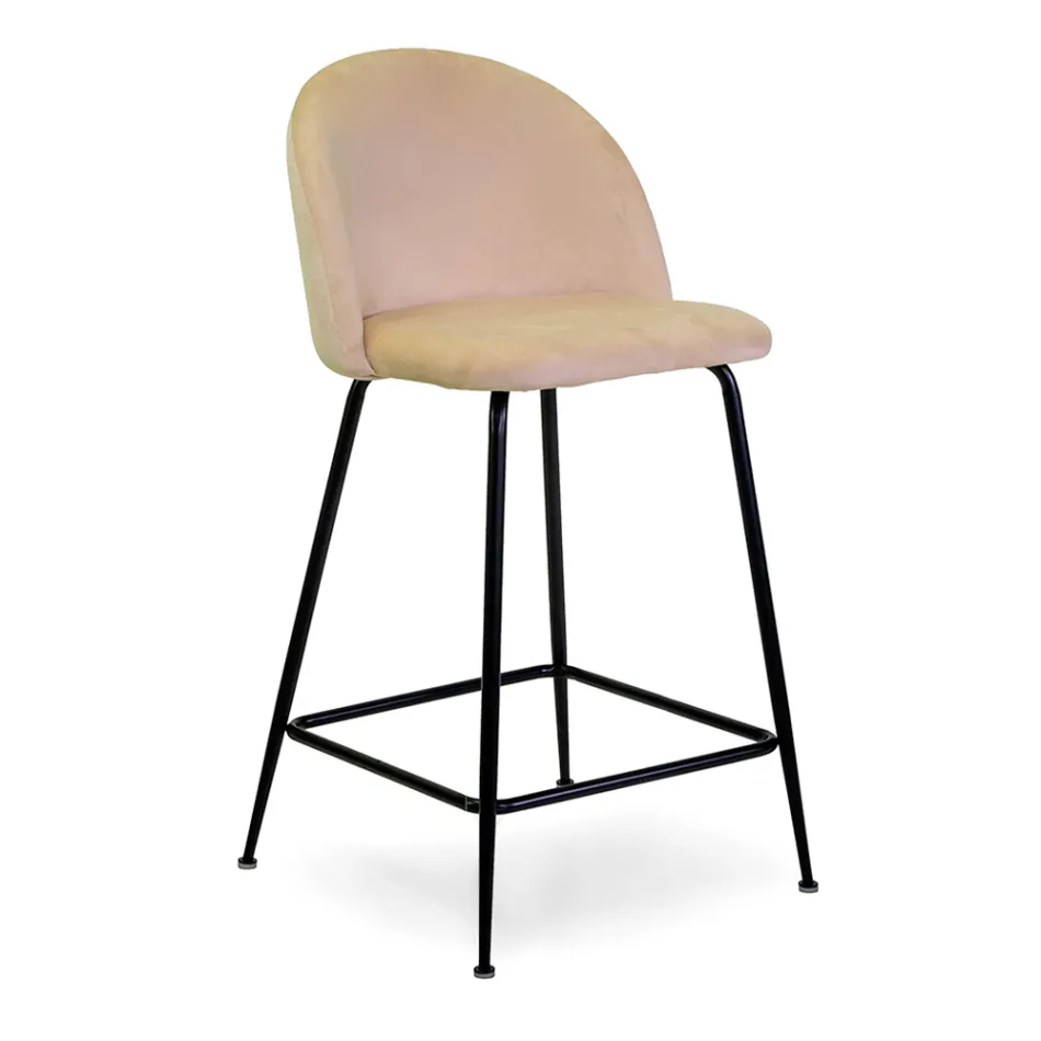 Fløjlsskammel med metalramme i forskellige overflader - Penna Viadurini