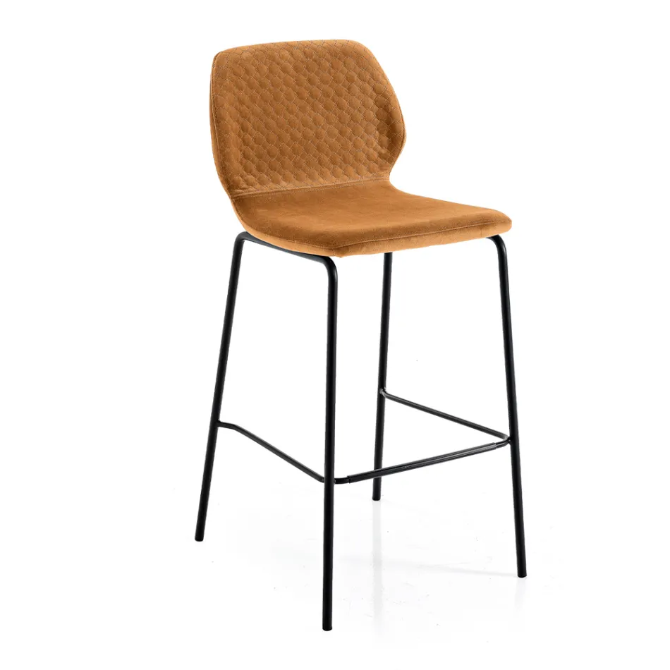 Moderne køkkentaburet i farverig designer quiltet fløjl - Scarat Viadurini