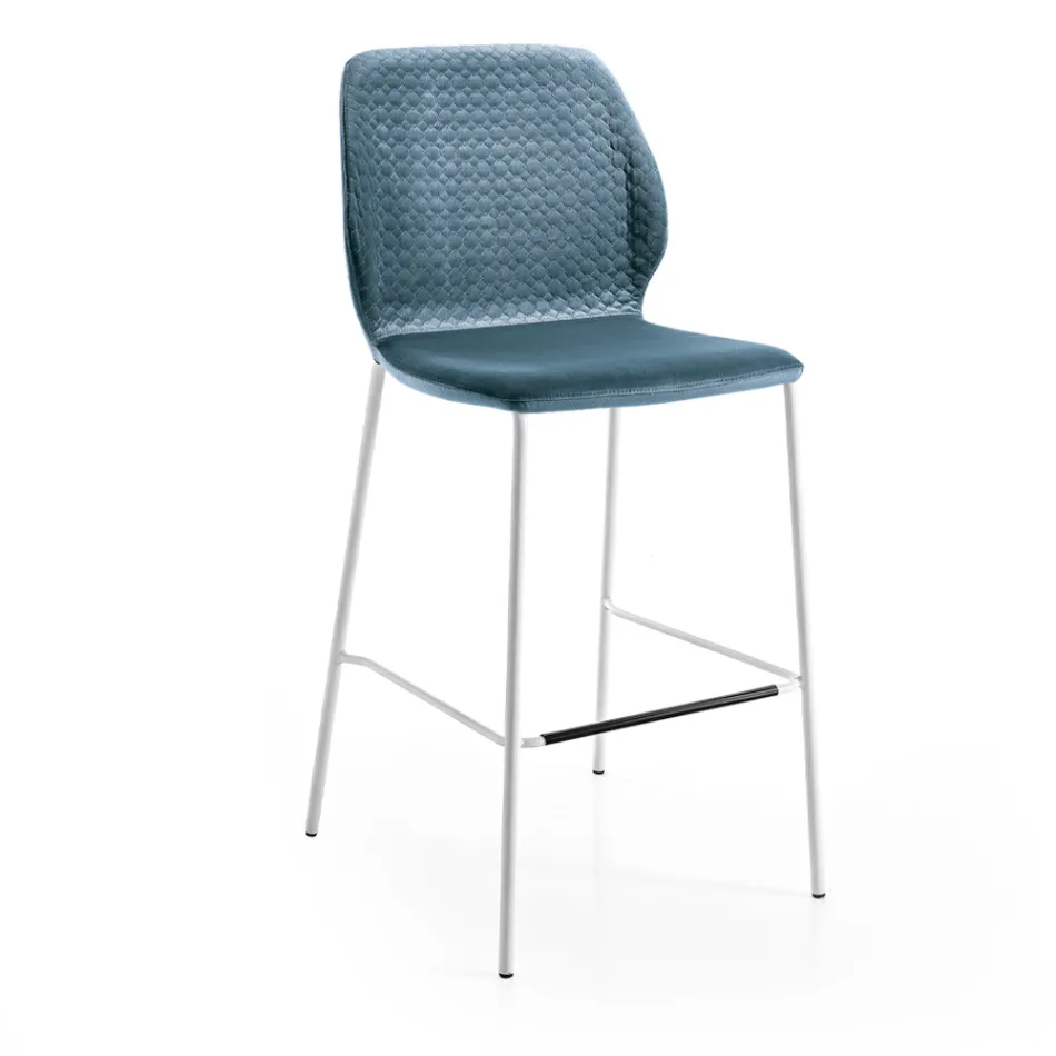 Moderne køkkentaburet i farverigt designer quiltet fløjl - Scarat Viadurini