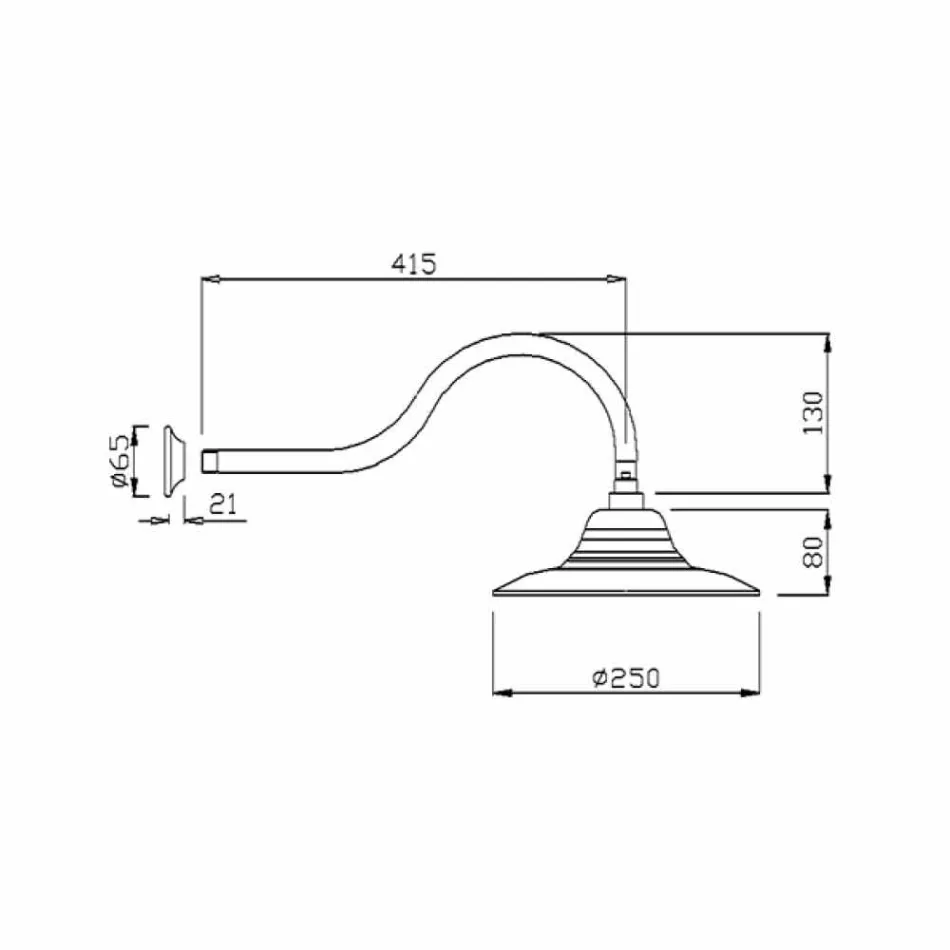 Klassisk stål brusehoved med messing brusearm Fremstillet i Italien - Jeko Viadurini