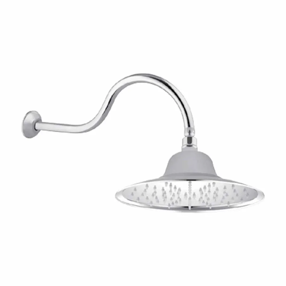 Klassisk stål brusehoved med messing brusearm Fremstillet i Italien - Jeko Viadurini