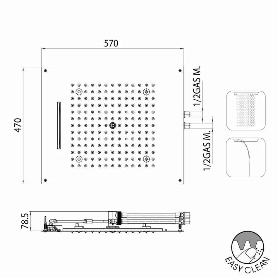 Bruser hoved med to forskellige dyser moderne design Drøm Viadurini