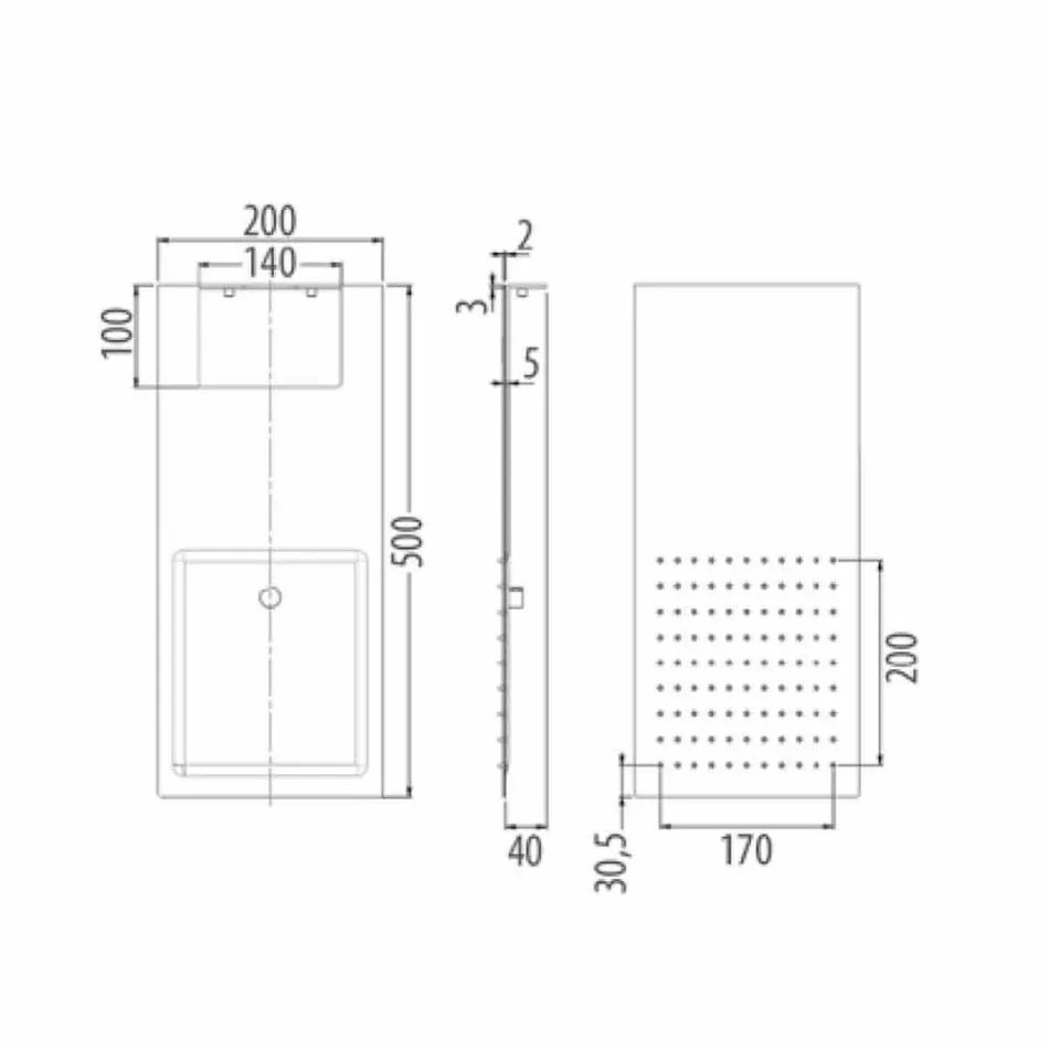 Brusehoved af stål med dobbeltstråle fremstillet i Italien - Cartesio Viadurini