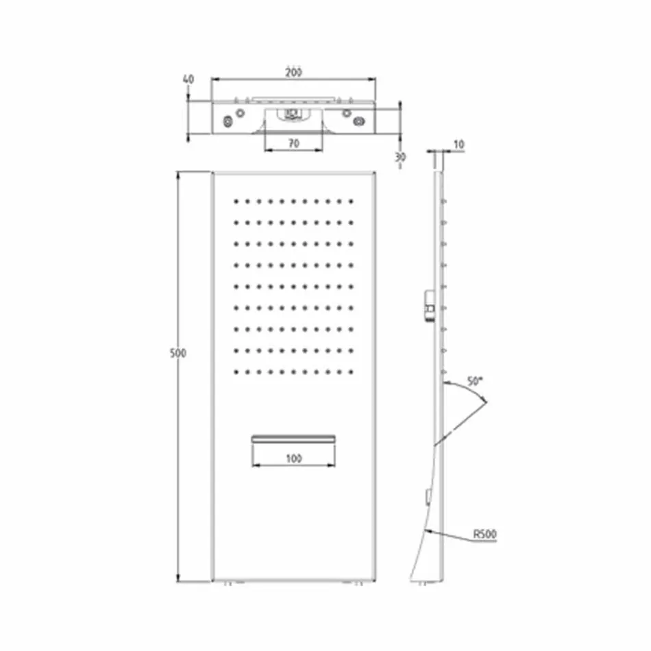 Rektangulært rustfrit stål vægbruserhoved fremstillet i Italien - netto Viadurini
