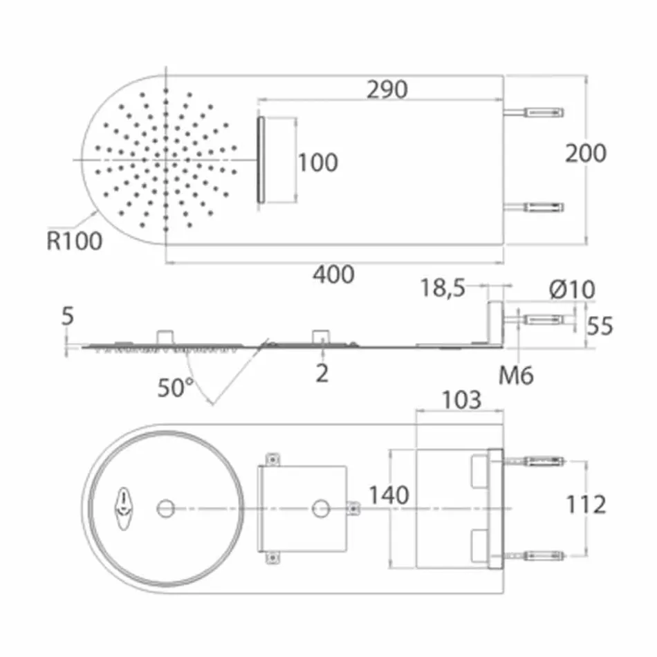 Moderne Ultraslim stålbruserhoved fremstillet i Italien - Cassio Viadurini