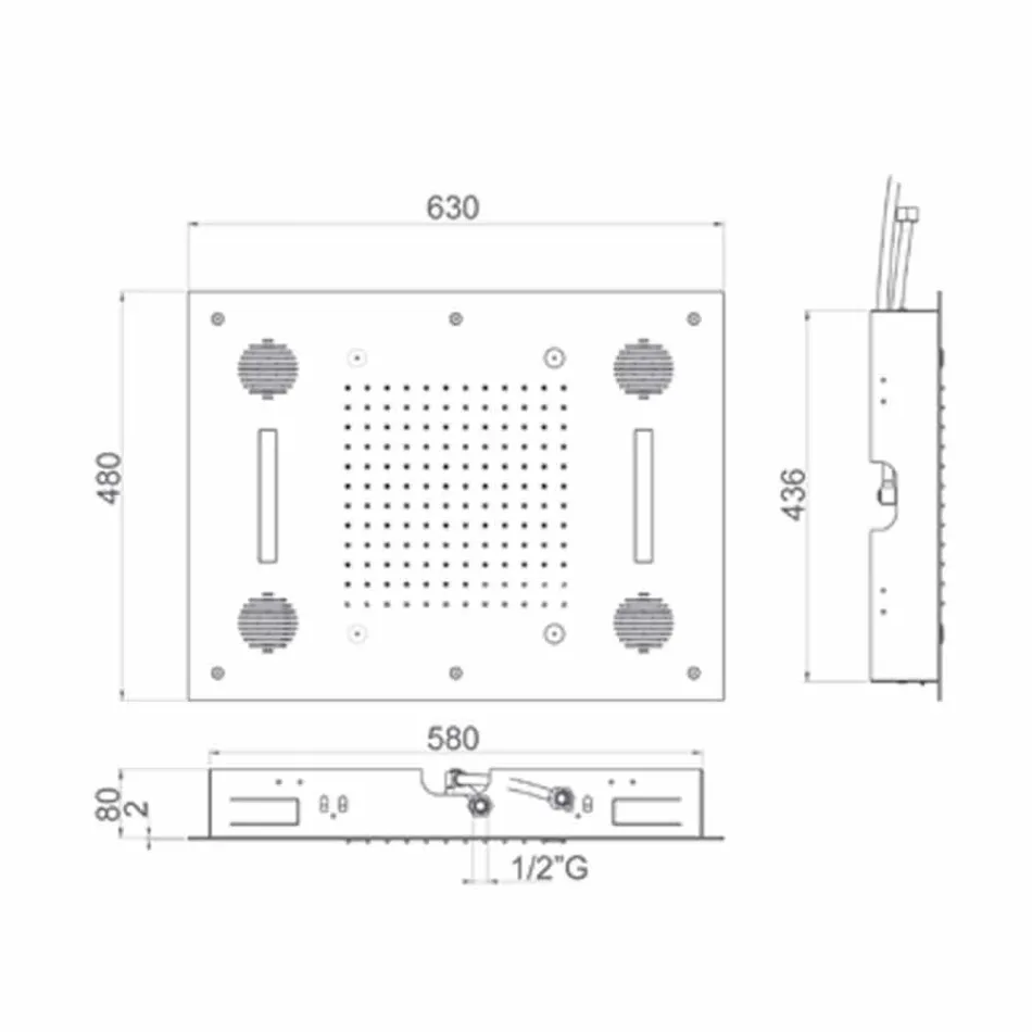 Stålbrusehoved med Chromoterapi og Bluetooth Made in Italy - Elbo Viadurini