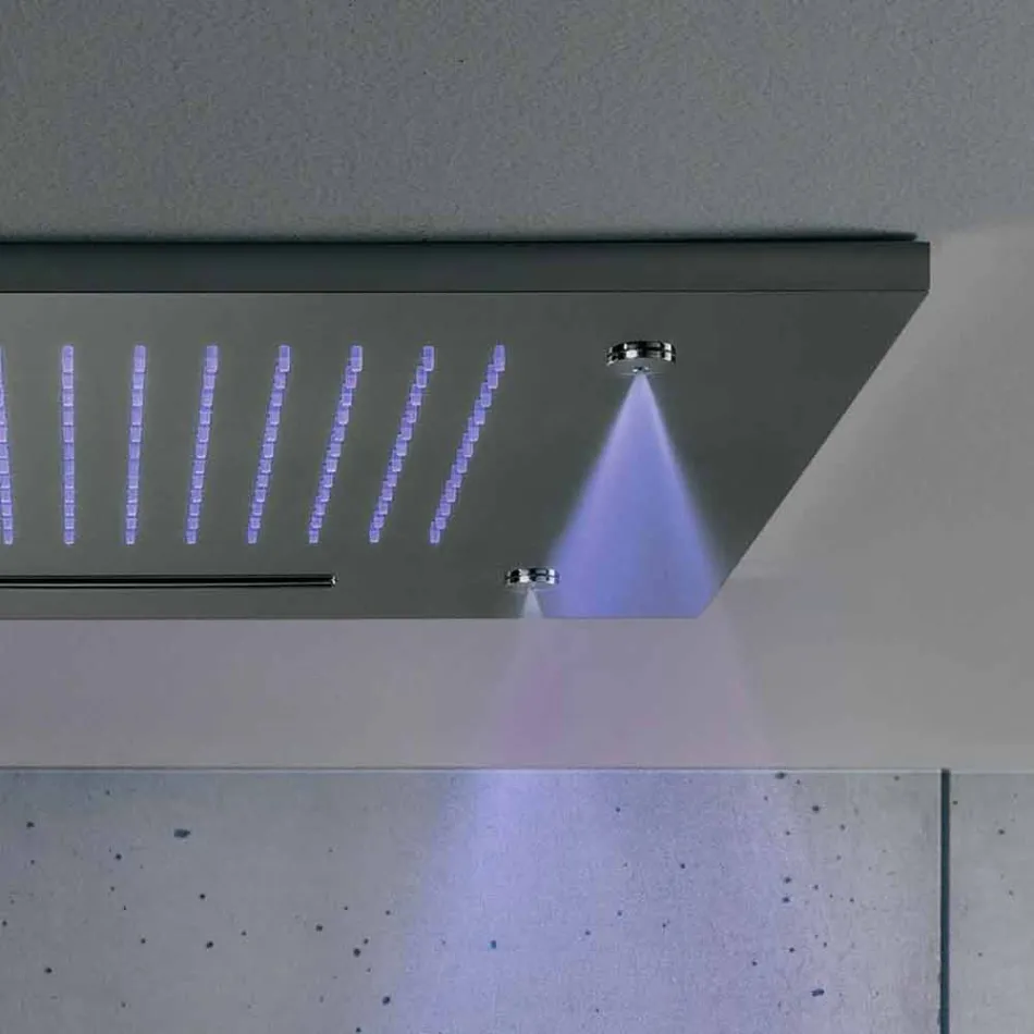 Brusehoved i rustfrit stål med farveterapi Made in Italy - Solver Viadurini