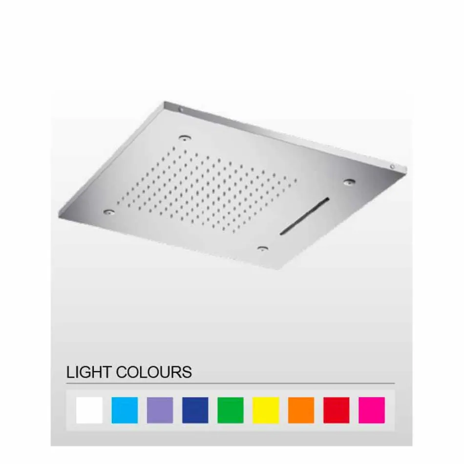 Brusehoved i rustfrit stål med farveterapi Made in Italy - Solver Viadurini