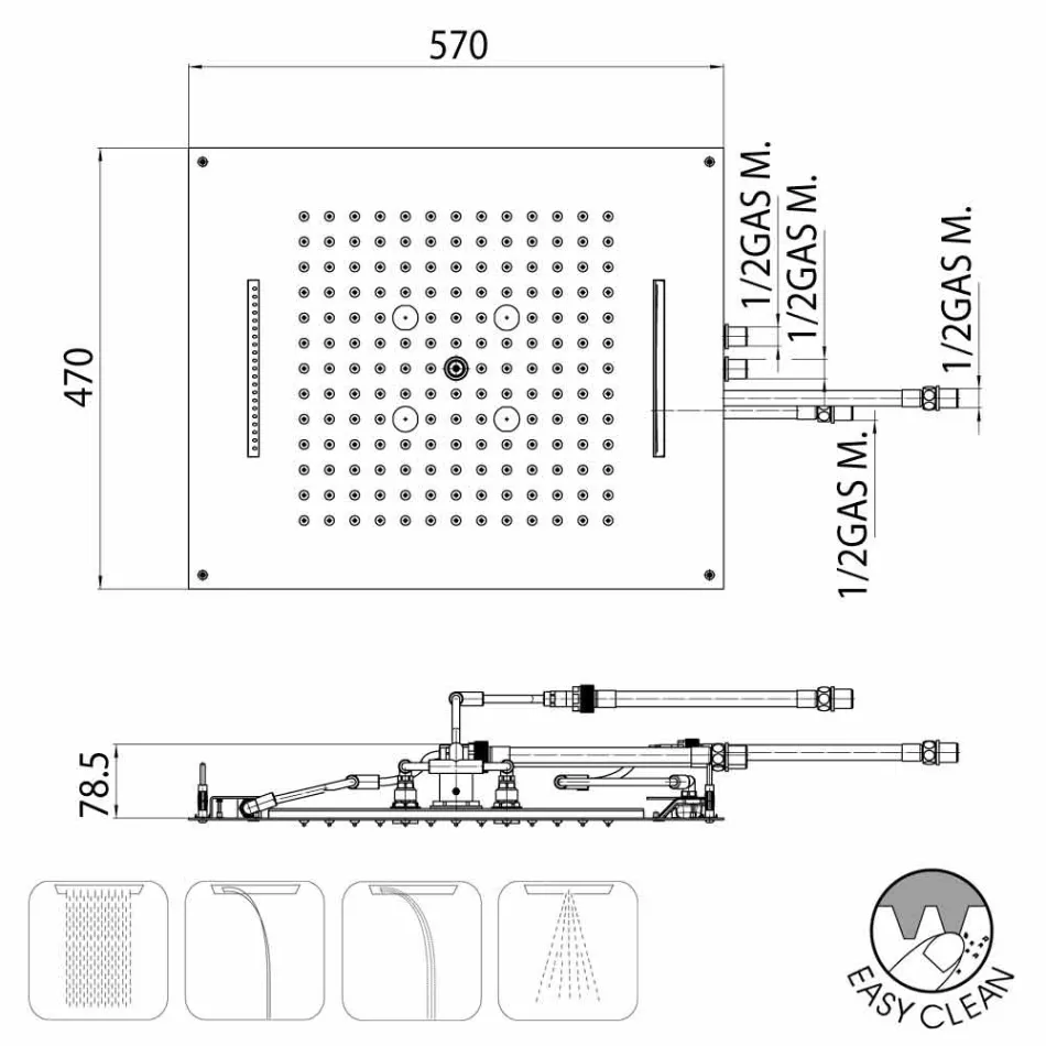 Moderne bruser brusehoveder fire Bossini Drøm funktioner Viadurini