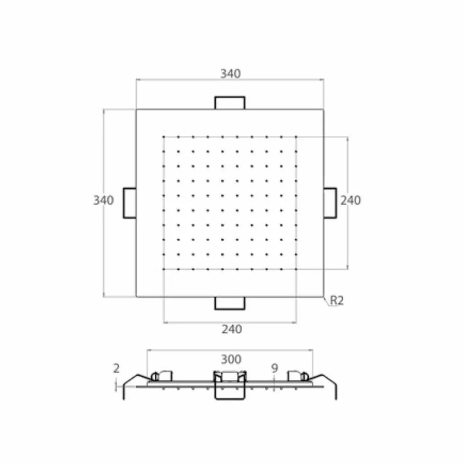 Firkantet loftsbruserhoved i stål fremstillet i Italien - stivelse Viadurini