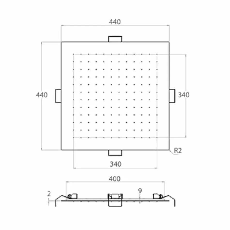 Firkantet loftsbruserhoved i stål fremstillet i Italien - stivelse Viadurini