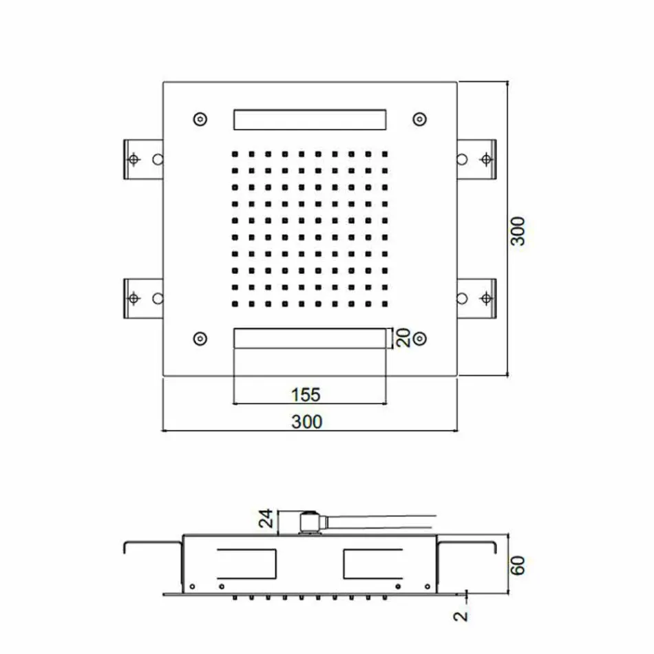 Firkantet brusehoved i rustfrit stål med farveterapi Made in Italy - Bilbo Viadurini