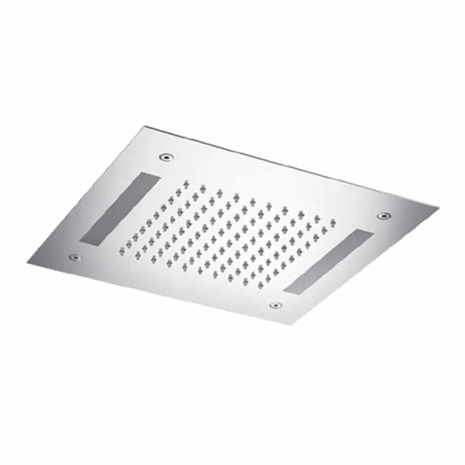 Firkantet brusehoved i rustfrit stål med farveterapi Made in Italy - Bilbo Viadurini