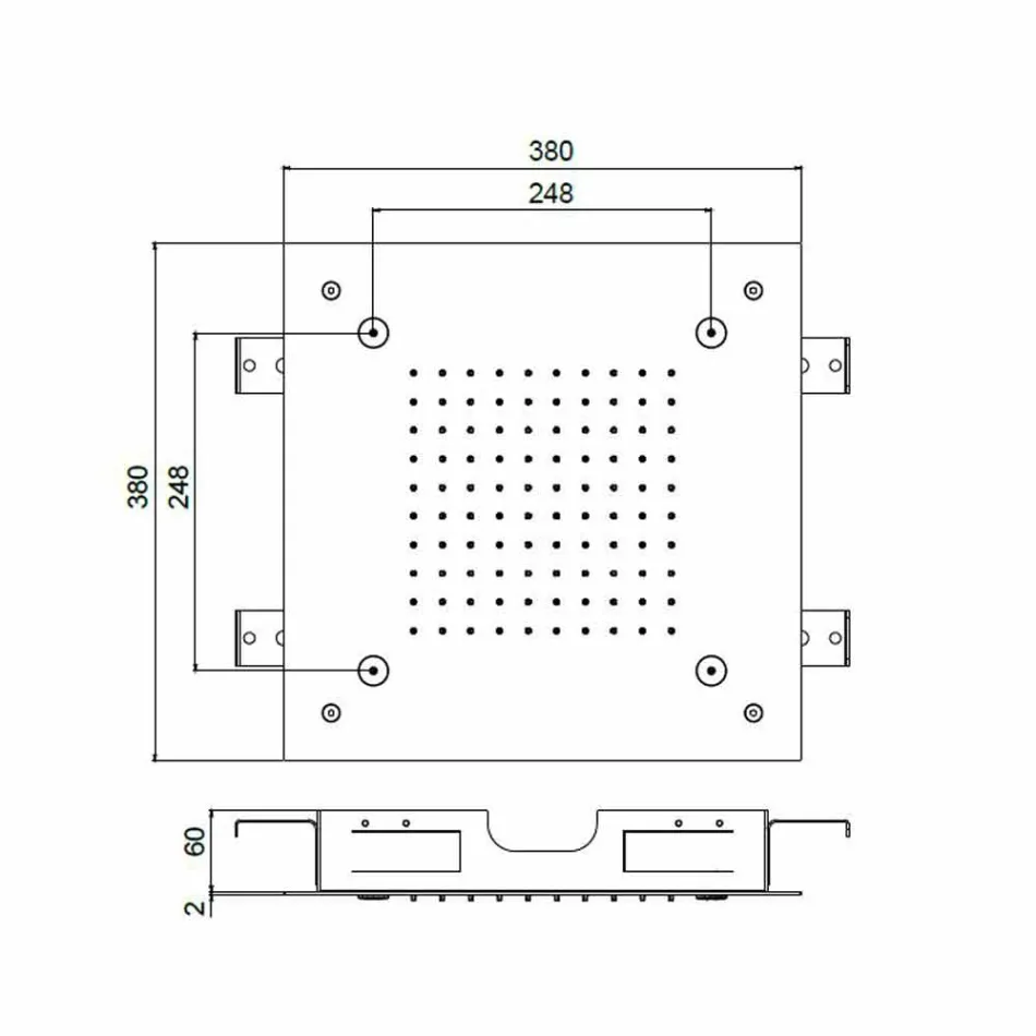Firkantet rustfrit stål brusehoved med forstøvere fremstillet i Italien - Selmo Viadurini
