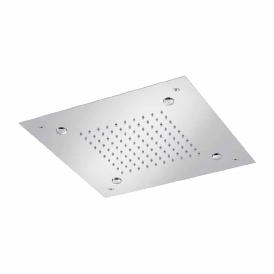 Firkantet rustfrit stål brusehoved med forstøvere fremstillet i Italien - Selmo Viadurini