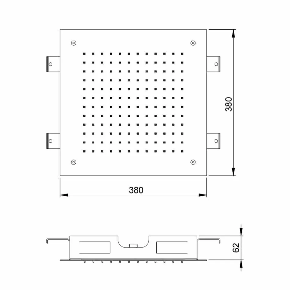 Firkantet enkeltstrålehoved i rustfrit stål Made in Italy - Jet Viadurini