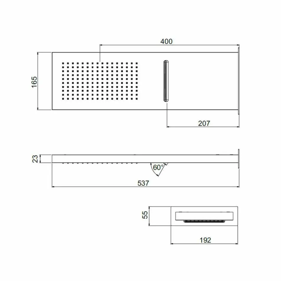Rustfrit stål rektangulært vægbruserhoved fremstillet i Italien - rød Viadurini
