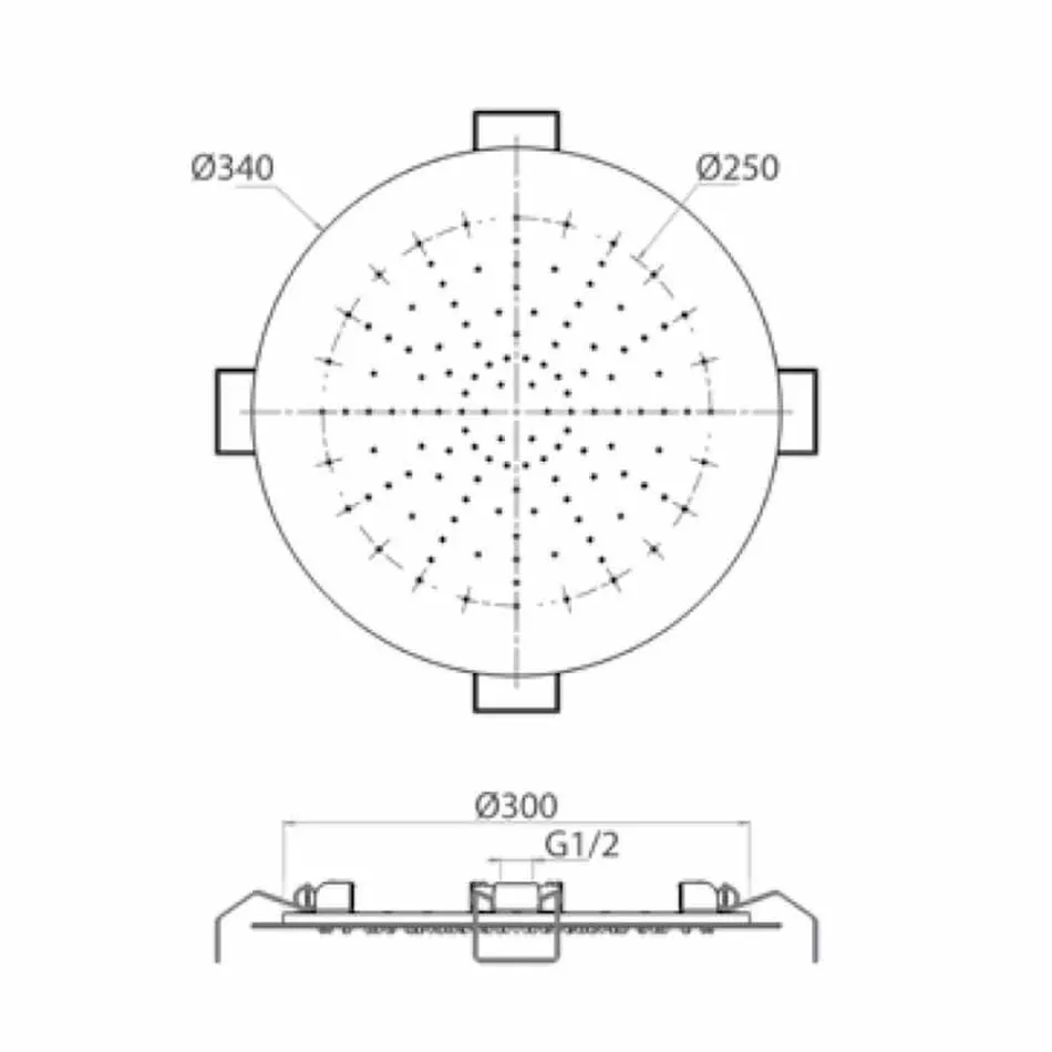 Rundt loftsbruserhoved i moderne stål fremstillet i Italien - Damian Viadurini