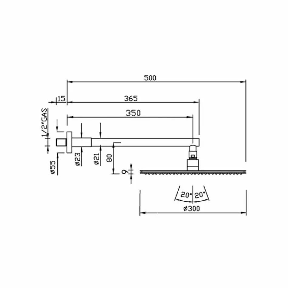 Rundt brusehoved i rustfrit stål og messing Fremstillet i Italien - Aurelio Viadurini