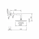 Firkantet brusehoved af stål med messingbruserarm Fremstillet i Italien - Sespo Viadurini