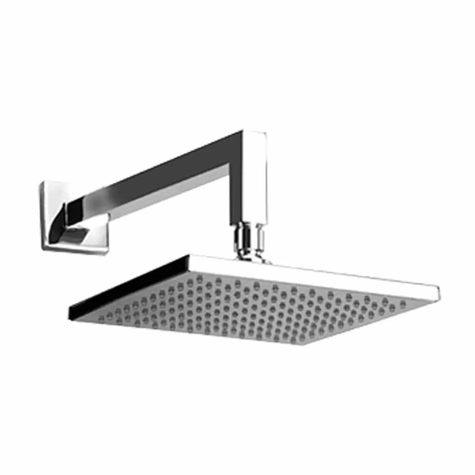 Firkantet brusehoved af stål med messingbruserarm Fremstillet i Italien - Sespo Viadurini