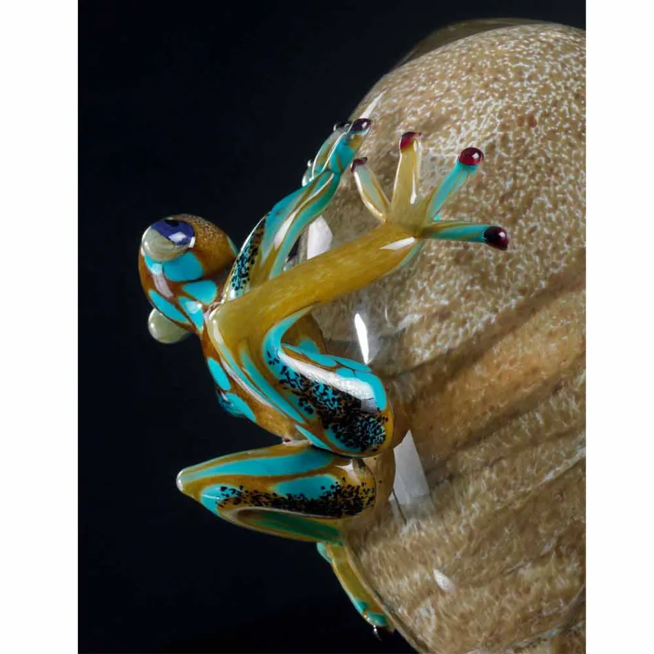 Æggeformet glaspynt med frøer lavet i Italien - Huevo Viadurini