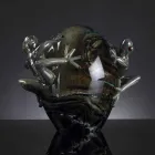 Æggeformet glaspynt med frøer lavet i Italien - Huevo Viadurini