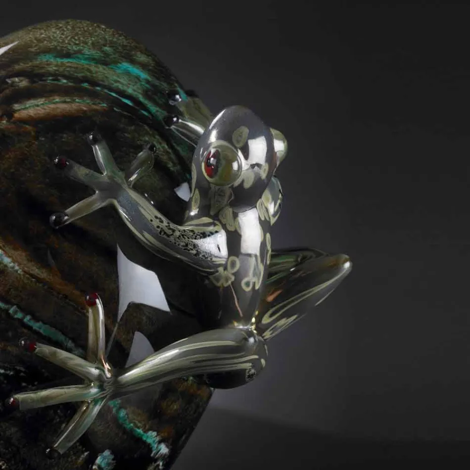 Æggeformet glaspynt med frøer lavet i Italien - Huevo Viadurini