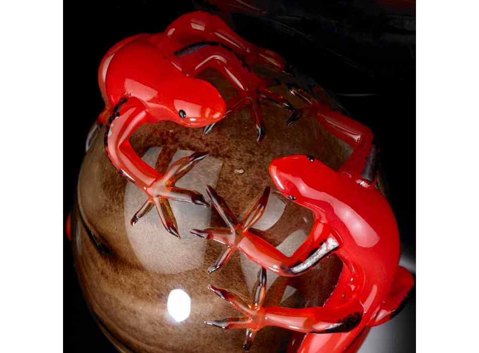 Farvet glaspynt i form af et æg med gekko lavet i Italien - Huevo Viadurini