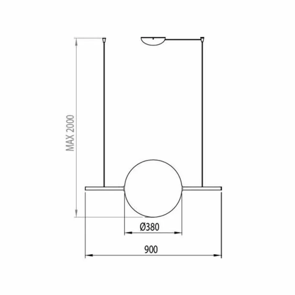 Designophæng i glas og messing med LED-lys, 3 størrelser - Alma af Il Fanale Viadurini