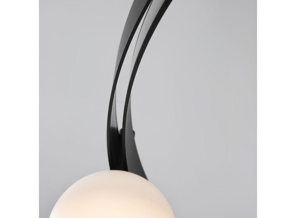 Ovalt designophæng i sort aluminium med kugler og spotlights - Exodus Viadurini