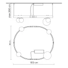 Ovalt designophæng i sort aluminium med kugler og spotlights - Exodus Viadurini