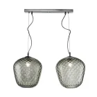 Pendellampe med to lyskilder og lineær stang i glas og metal fremstillet i Italien - Elisia Viadurini