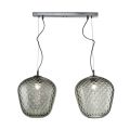 Pendellampe med to lyskilder og lineær stang i glas og metal fremstillet i Italien - Elisia