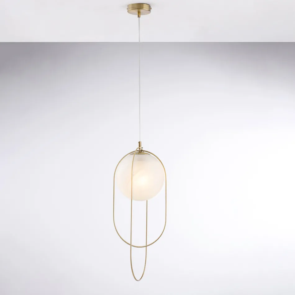 Forkromet jernpendellampe med kugle, fremstillet i Italien til indretning - Oslo Viadurini