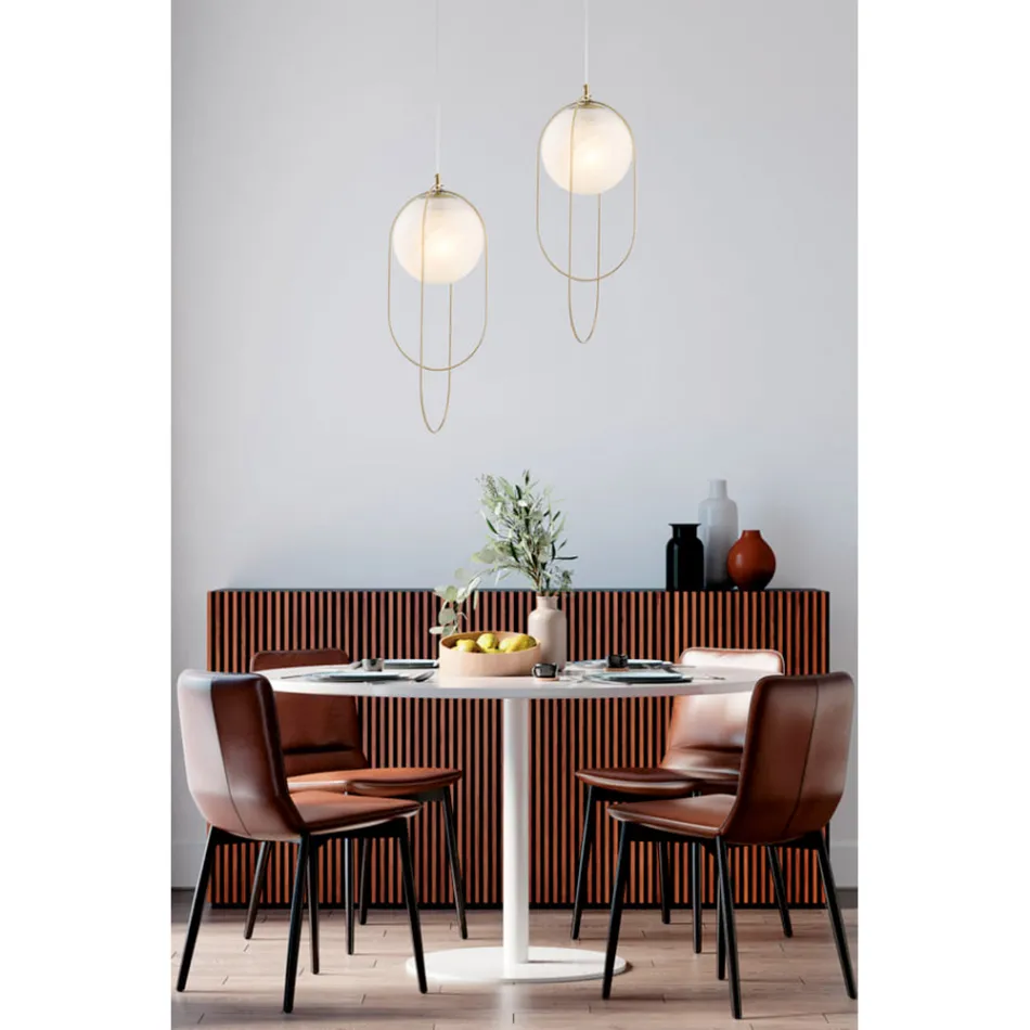 Forkromet jernpendellampe med kugle, fremstillet i Italien til indretning - Oslo Viadurini