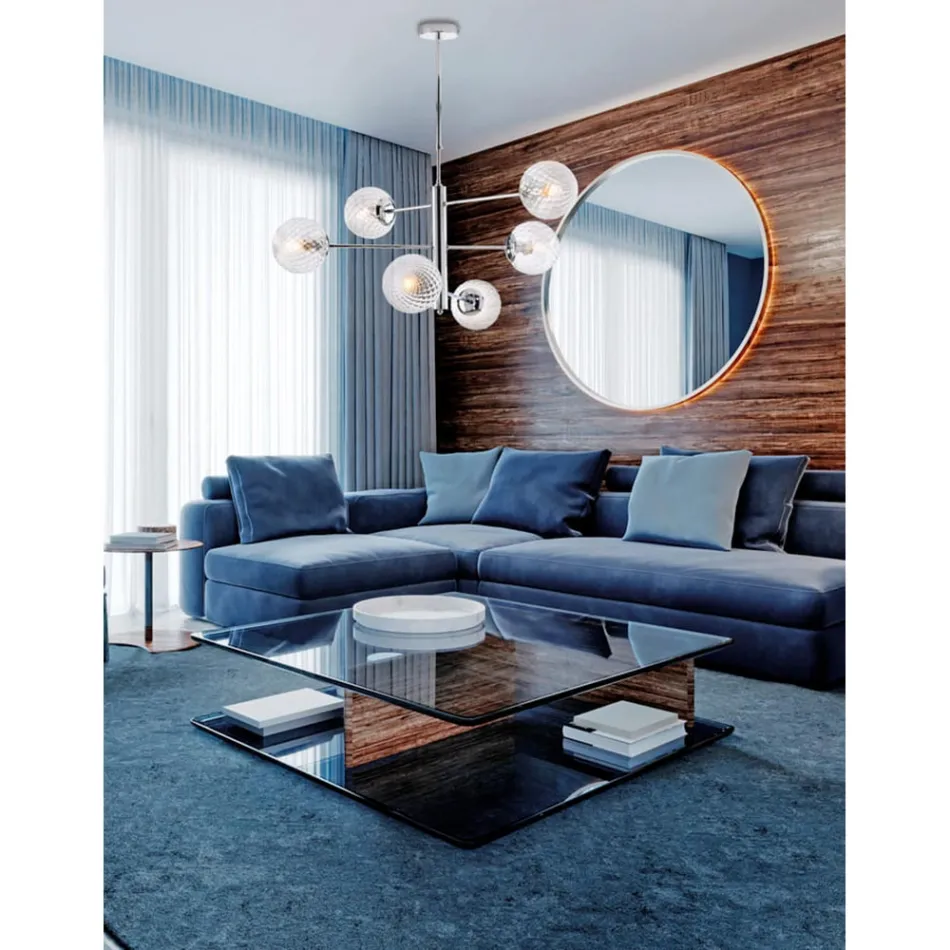 Lavet i Italien Jern Pendellampe til Indendørsindretning - Creta Viadurini