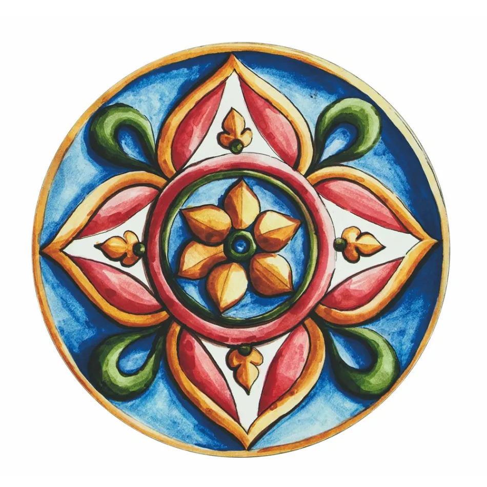 Runde tallerkener i farvet plast med majolika 12 stk - Maia Viadurini